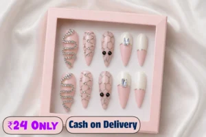 Blush Pink Crystal Press On Nails