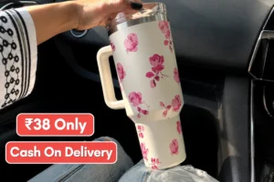 Cream & Pink Floral Tumbler