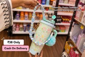 Mint Floral Tumbler with Braided Flower Strap